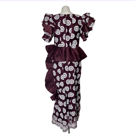 HANDMADE Lace African Style Formal Top Skirt Burgundy White Hand Crafted - Picture 2 of 13
